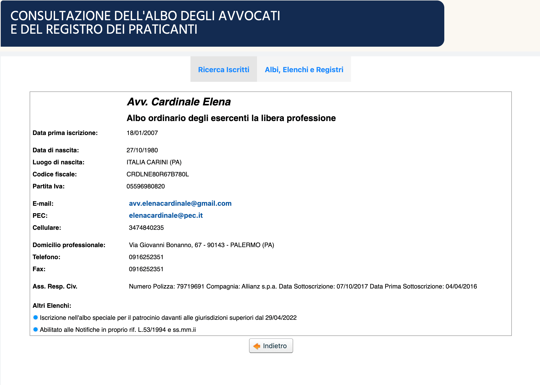 avvocato elena cardinale palermo esperto intercettazionei trascrizioni ditta ricina 2